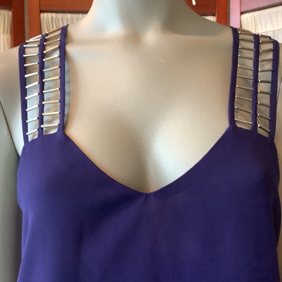 Rock & Republic Royal Blue Layered Tank Top With Metallic Straps Size Medium - Picture 2 of 9